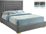 Meridian Furniture - Nora Velvet Queen Bed In Grey - Noragrey-Q