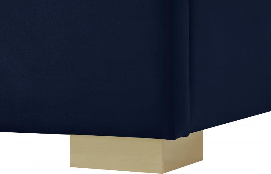 Meridian Furniture - Nora Velvet Queen Bed In Navy - Noranavy-Q