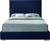 Meridian Furniture - Nora Velvet Queen Bed In Navy - Noranavy-Q