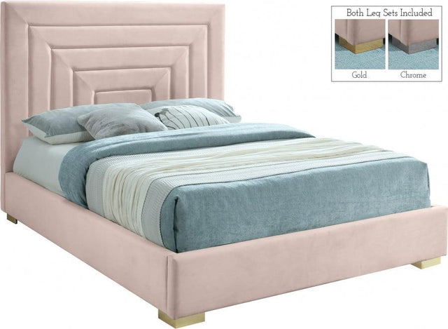 Meridian Furniture - Nora Velvet King Bed In Pink - Norapink-K