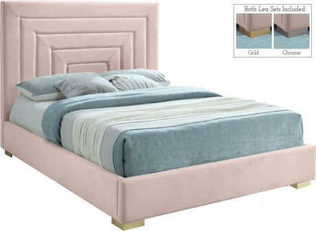 Meridian Furniture - Nora Velvet Queen Bed In Pink - Norapink-Q