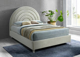 Meridian Furniture - Rainbow Velvet Queen Bed In Cream - Rainbowcream-Q