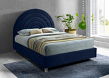 Meridian Furniture - Rainbow Velvet King Bed In Navy - Rainbownavy-K