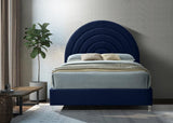 Meridian Furniture - Rainbow Velvet King Bed In Navy - Rainbownavy-K