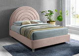 Meridian Furniture - Rainbow Velvet Queen Bed In Pink - Rainbowpink-Q