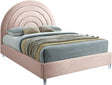 Rainbow Velvet Queen Bed In Pink - Rainbowpink-Q | Meridian