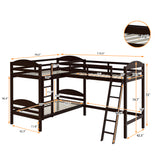 Twin L-Shaped Bunk Bed and Loft Bed - Espresso(OLD SKU :LP000023AAP) - Home Elegance USA