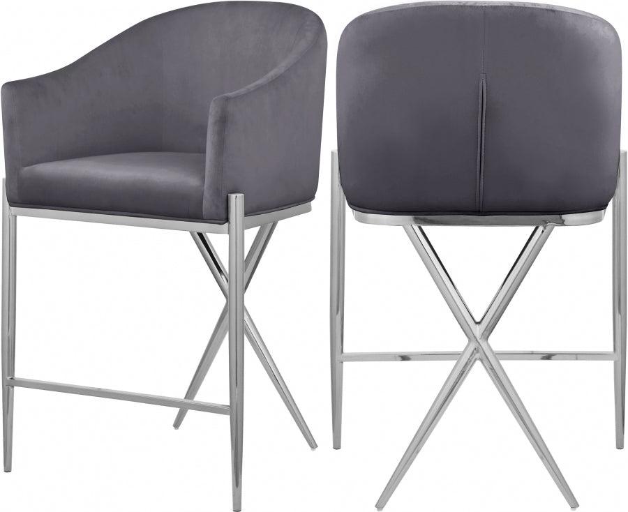 Meridian Furniture - Xavier Counter Stool Set Of 2 In Grey - 866Grey-C