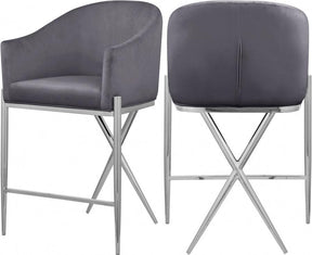 Xavier Counter Stool Set Of 2 In Grey - 866Grey-C | Meridian