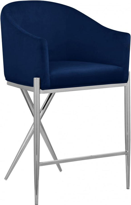 Meridian Furniture - Xavier Counter Stool Set Of 2 In Navy - 866Navy-C