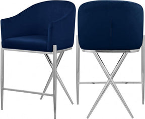 Xavier Counter Stool Set Of 2 In Navy - 866Navy-C | Meridian