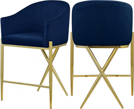 Meridian Furniture - Xavier Counter Stool Set Of 2 In Navy - 867Navy-C