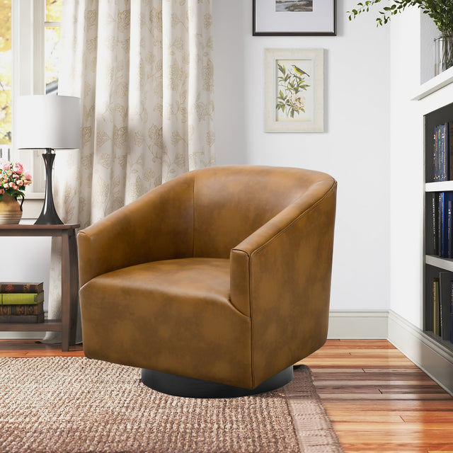 Garland Camel Wood Base Swivel Chair - Home Elegance USA