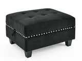 U shape Modular Sectional Sofa，DIY Combination，includes Seven Single Chair， Four Corner and One Ottoman，Black Velvet. - Home Elegance USA