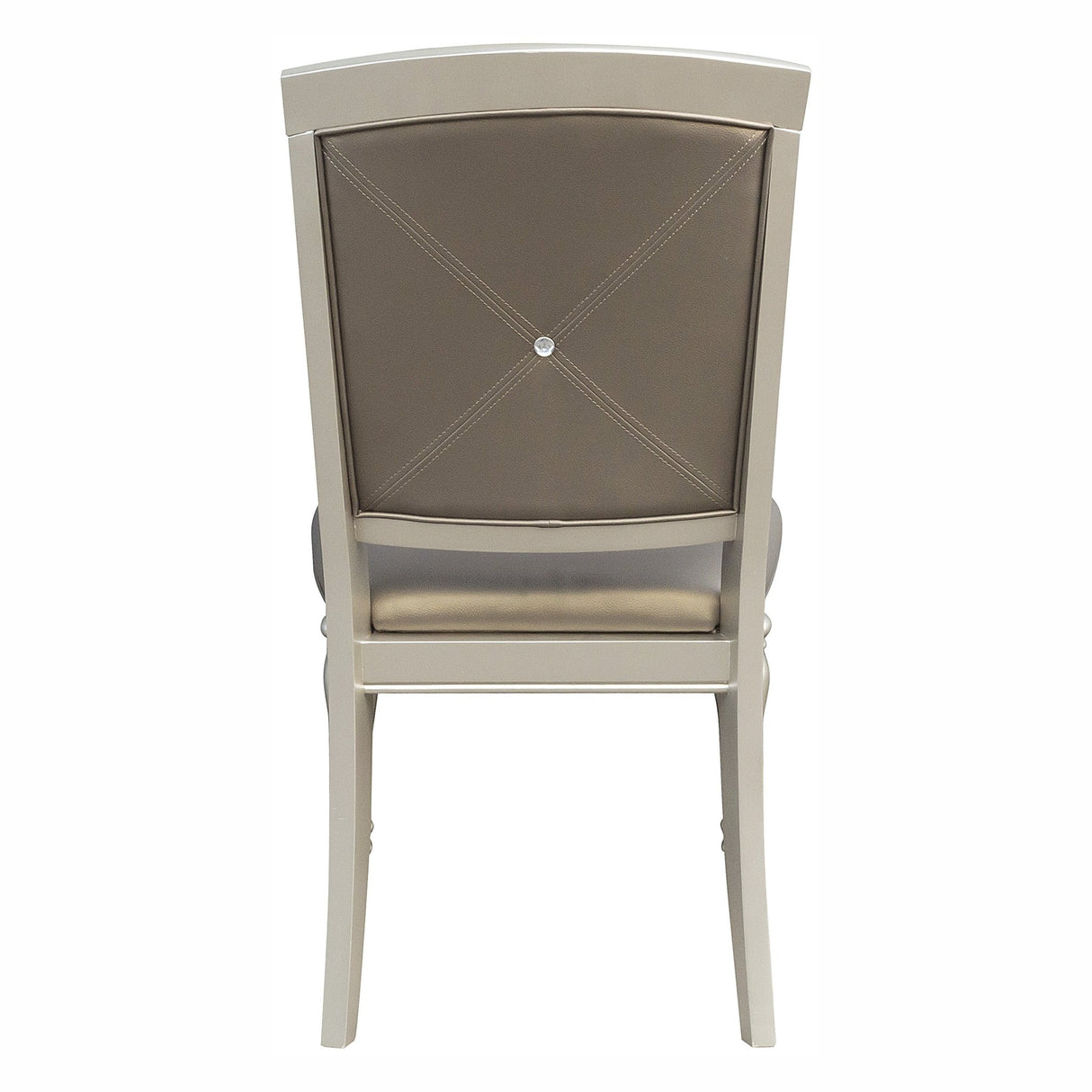Glamorous Silver Finish Dining Set 5pc Dining Table 4x Side Chairs Crystal Button Tufted Upholstered Modern Style Furniture - Home Elegance USA
