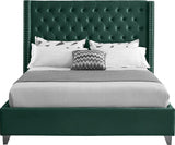 Meridian Furniture - Aiden Velvet Queen Bed In Green - Aidengreen-Q