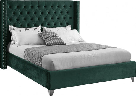 Meridian Furniture - Aiden Velvet King Bed In Green - Aidengreen-K
