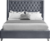 Meridian Furniture - Aiden Velvet King Bed In Grey - Aidengrey-K