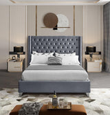 Meridian Furniture - Aiden Velvet King Bed In Grey - Aidengrey-K