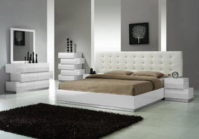 Milan White Lacquer 6 Piece Eastern King Platform Bedroom Set - 17687-K-6Set | J&M