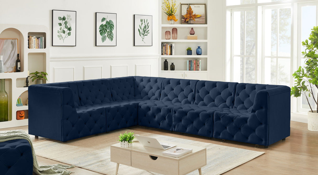 Tuft - Modular Sectional 6 Piece - Navy - Fabric - Home Elegance USA