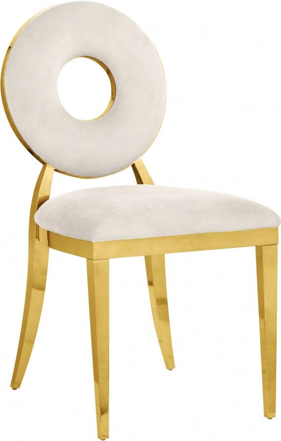 Carousel Velvet Dining Chair Set Of 2 In Cream - 858Cream - C | Meridian | Home Elegance USA