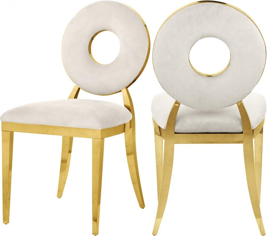 Carousel Velvet Dining Chair Set Of 2 In Cream - 858Cream - C | Meridian | Home Elegance USA