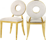 Carousel Velvet Dining Chair Set Of 2 In Cream - 858Cream - C | Meridian | Home Elegance USA