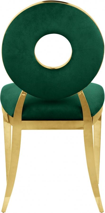 Carousel Velvet Dining Chair Set Of 2 In Green - 858Green - C | Meridian | Home Elegance USA