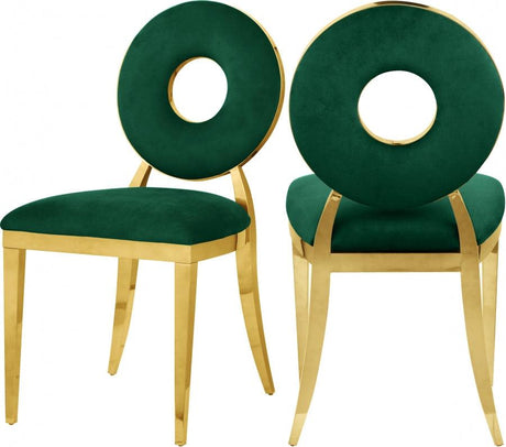 Carousel Velvet Dining Chair Set Of 2 In Green - 858Green - C | Meridian | Home Elegance USA