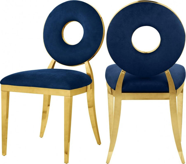 Carousel Velvet Dining Chair Set Of 2 In Navy - 858Navy - C | Meridian | Home Elegance USA