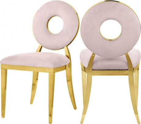 Carousel Velvet Dining Chair Set Of 2 In Pink - 858Pink - C | Meridian | Home Elegance USA