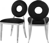 Carousel Velvet Dining Chair Set Of 2 In Black - 859Black - C | Meridian | Home Elegance USA