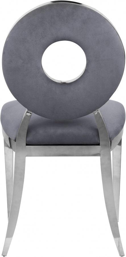 Carousel Velvet Dining Chair Set Of 2 In Grey - 859Grey - C | Meridian | Home Elegance USA