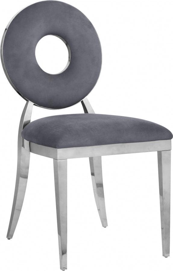 Carousel Velvet Dining Chair Set Of 2 In Grey - 859Grey - C | Meridian | Home Elegance USA