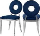 Carousel Velvet Dining Chair Set Of 2 In Navy - 859Navy - C | Meridian | Home Elegance USA