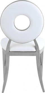 Carousel Faux Leather Dining Chair Set Of 2 In White - 859White - C | Meridian | Home Elegance USA