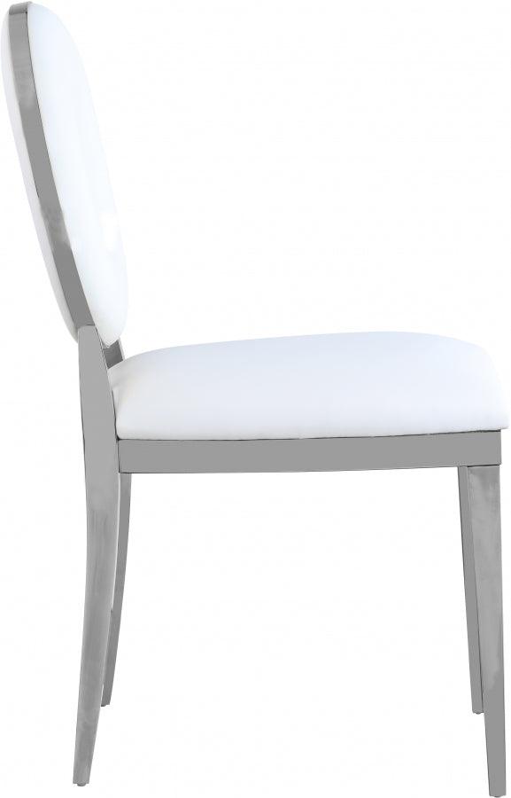 Carousel Faux Leather Dining Chair Set Of 2 In White - 859White - C | Meridian | Home Elegance USA