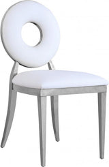 Carousel Faux Leather Dining Chair Set Of 2 In White - 859White - C | Meridian | Home Elegance USA