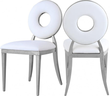 Carousel Faux Leather Dining Chair Set Of 2 In White - 859White - C | Meridian | Home Elegance USA