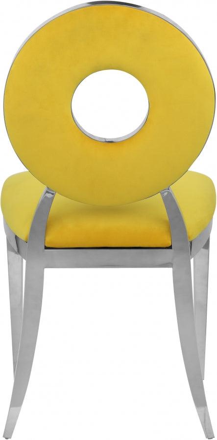 Carousel Velvet Dining Chair Set Of 2 In Yellow - 859Yellow - C | Meridian | Home Elegance USA