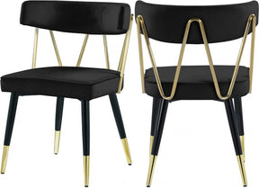 Rheingold Velvet Dining Chair Set Of 2 In Black - 854Black-C | Meridian