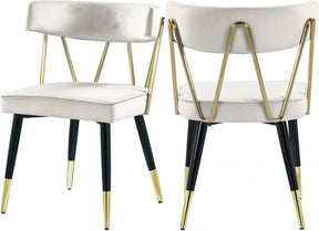 Rheingold Velvet Dining Chair Set Of 2 In Cream - 854Cream-C | Meridian