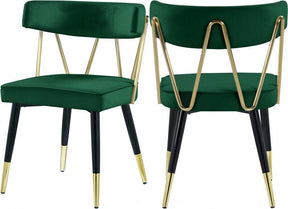 Rheingold Velvet Dining Chair Set Of 2 In Green - 854Green-C | Meridian
