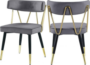 Rheingold Velvet Dining Chair Set Of 2 In Grey - 854Grey-C | Meridian