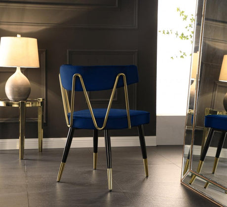 Meridian Furniture - Rheingold Velvet Dining Chair Set Of 2 In Navy - 854Navy-C