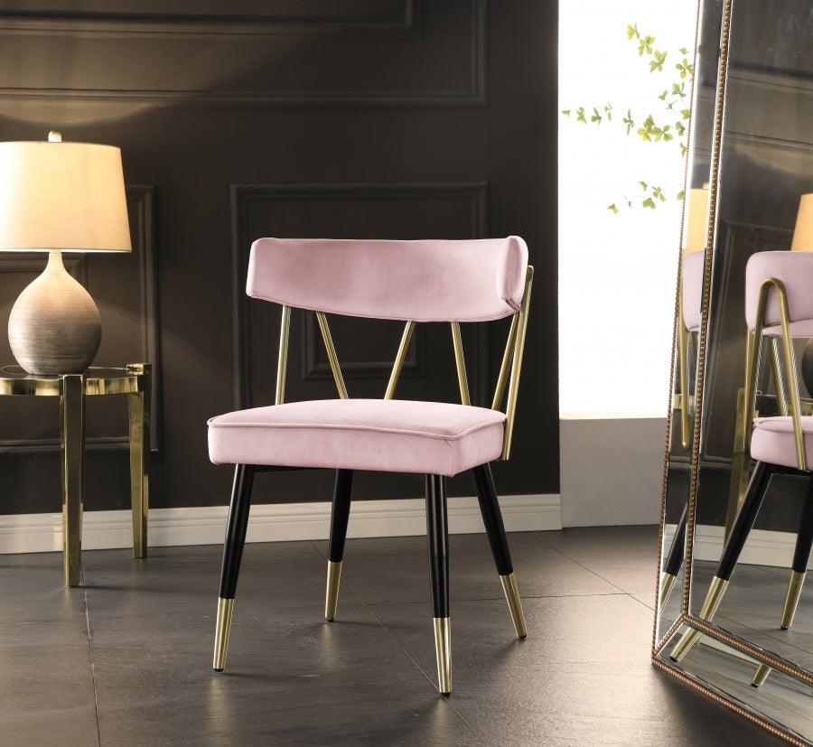 Meridian Furniture - Rheingold Velvet Dining Chair Set Of 2 In Pink - 854Pink-C