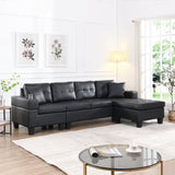 Sectional Sofa Set for Living Room with L Shape  Chaise Lounge ,cup holder and  Left or Right Hand Chaise  Modern 4 Seat (BLACK) - Home Elegance USA