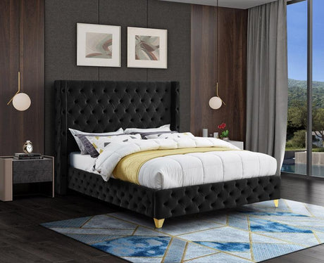 Meridian Furniture - Savan Velvet King Bed In Black - Savanblack-K