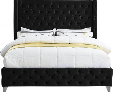 Meridian Furniture - Savan Velvet King Bed In Black - Savanblack-K